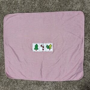 Vintage Gymboree 2001 Christmas Baby Blanket Red & White  Tree Candy Cane Holly